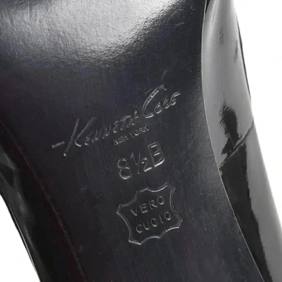 Kenneth Cole Black Patent Leather Heels Penny Loafers Size  8.5 - Picture 11 of 13